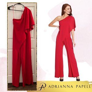 Adrianna Papell Flutter One Shoulder Jumpsuit In Red, Size 10, NWOT